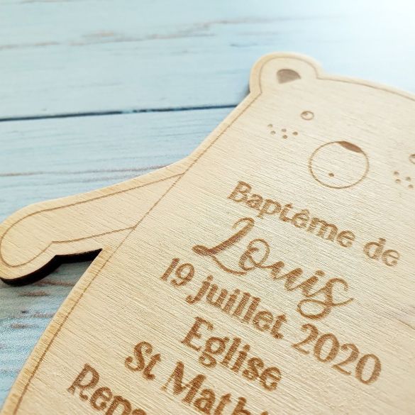 Faire-part en bois mini ours