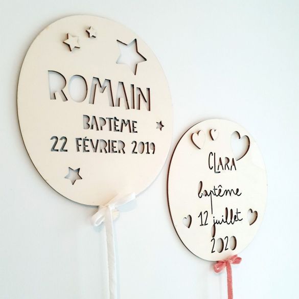 Ballon de baptême en bois personnalisé