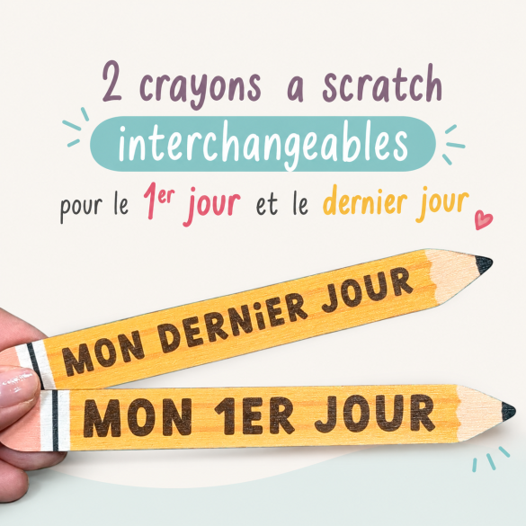 Panneau 1er et dernier jour d'école personnalisé 20x28 cm en bois réutilisable avec craie prénom rentrée scolaire