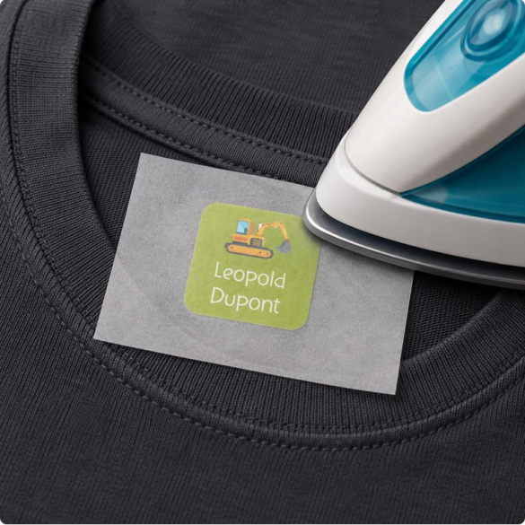 Étiquette vêtement personnalisée thermocollante – Kit d'étiquettes pour l'école, la crèche et les loisirs