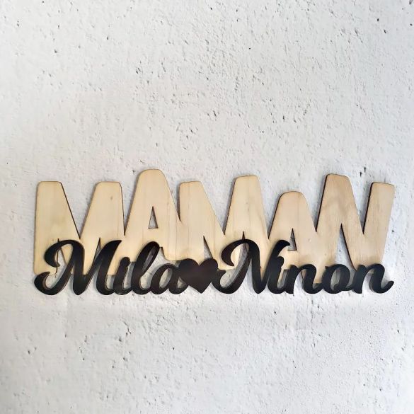Structure bois Maman & prénoms  | Cadeau fête des mères