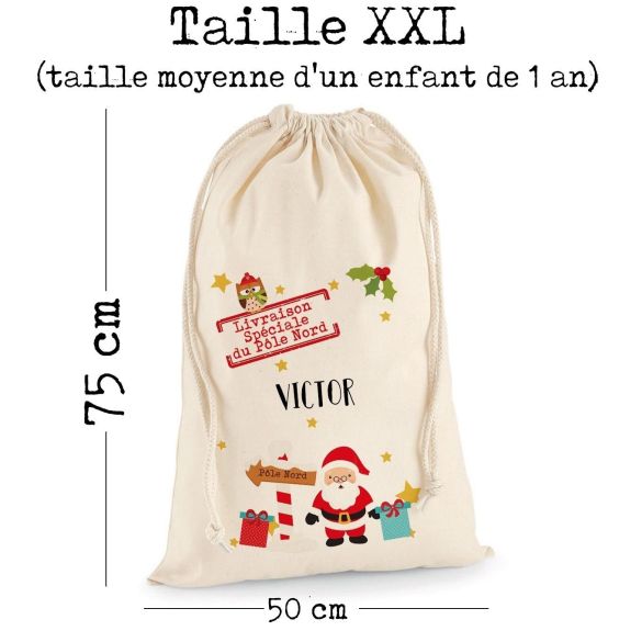 Grande hotte de Noël personnalisée XXL