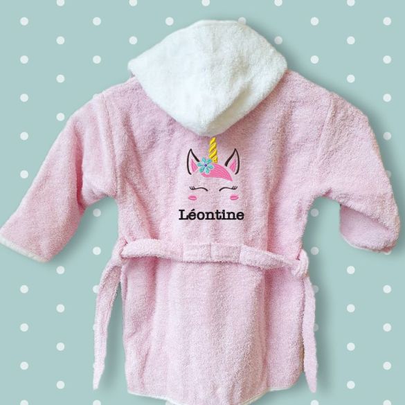 Peignoir enfant brodé Licorne