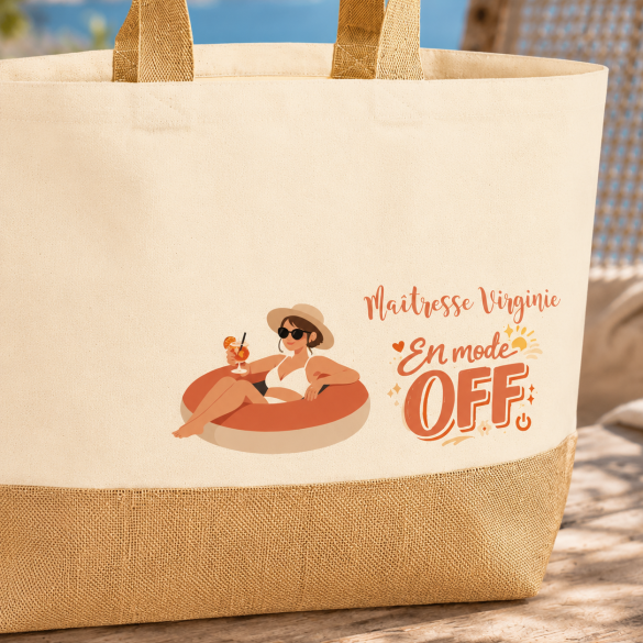 Grand sac personnalisé Maîtresse en mode OFF Idée cadeau maîtresse