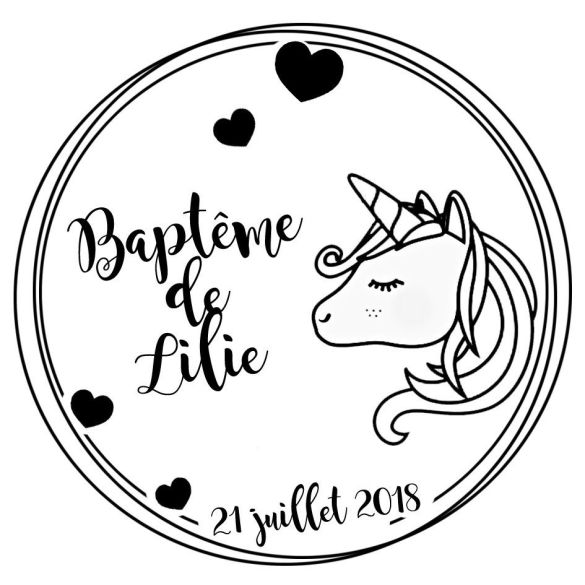 Tampon personnalisé pour baptême - Licorne