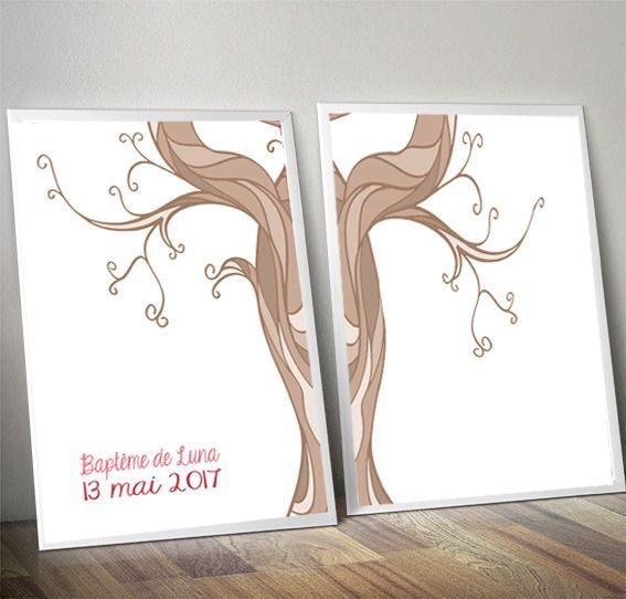 Arbre à empreintes pour mariage baptême anniversaire...