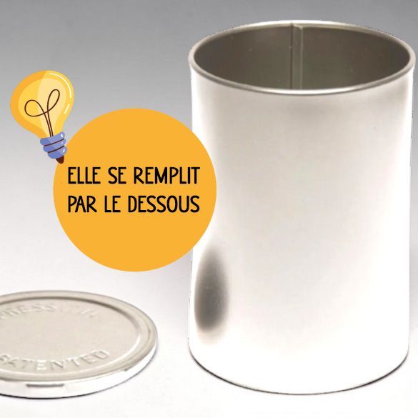 Boîte surprise  VIDE au format conserve de haricots, idéale pour offrir un cadeau original et créer un effet surprise unique.