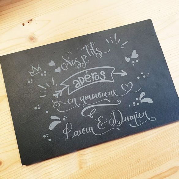 Planche en ardoise apéro en amoureux | Saint Valentin | Cadeau couple