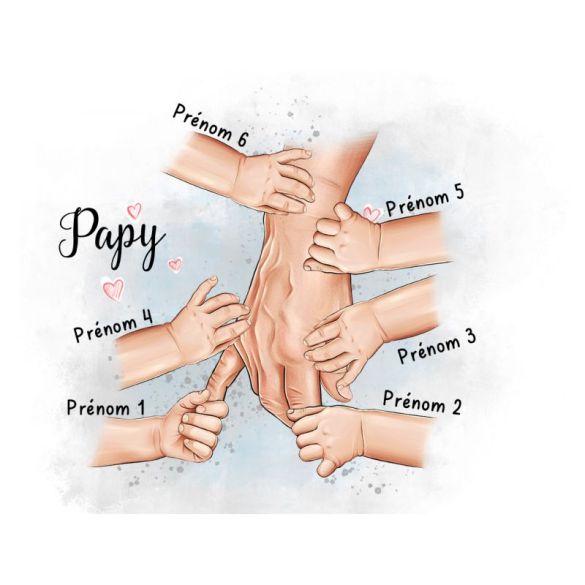 Bouteille isotherme Papy et mains des petits enfants