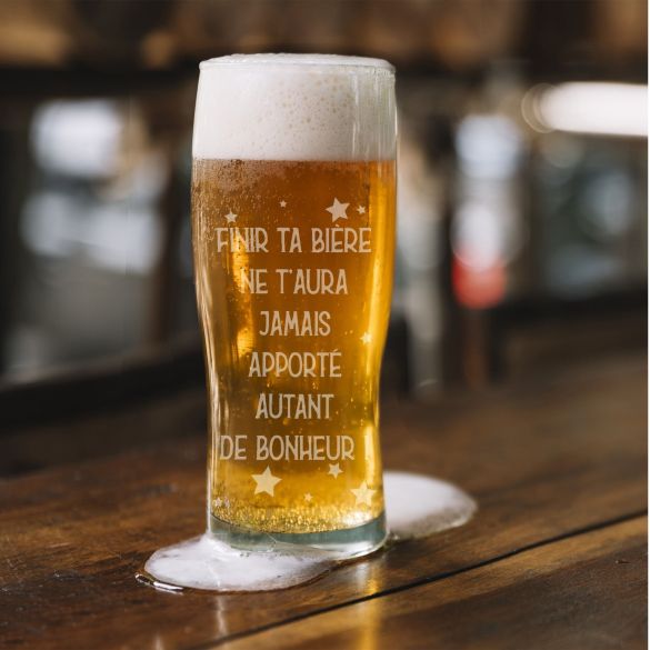 Verre à bière message caché "Finir ta bière..." personnalisé | Annonce originale grossesse