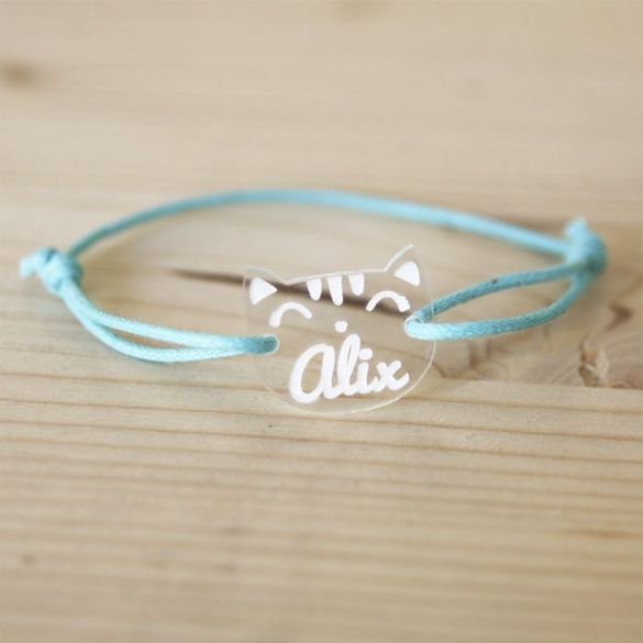 Bracelet gravé enfant personnalisable Chat