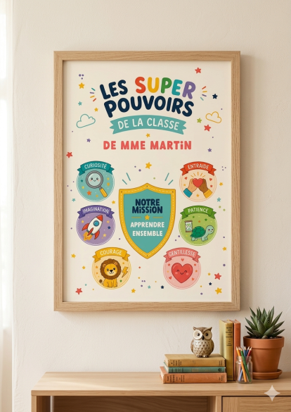 Affiche cadeau maîtresse | "Super pouvoirs"
