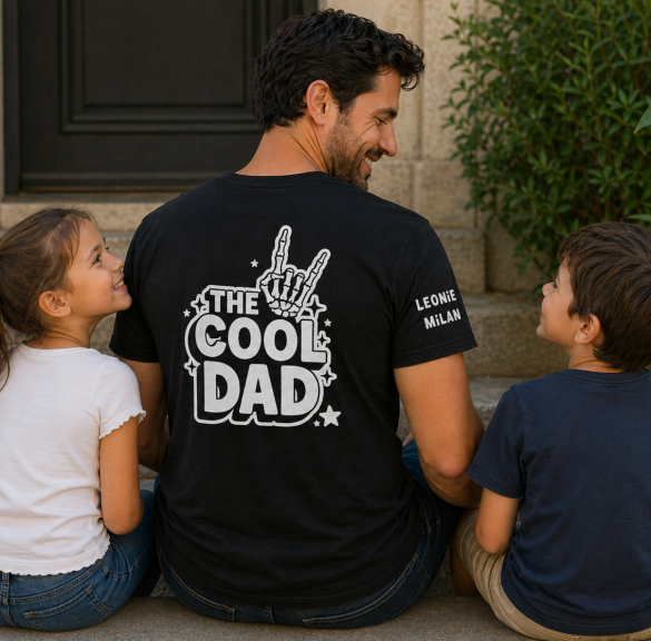 Tshirt personnalisé Cool Dad - Cadeau original Fête des Pères avec prénom enfant