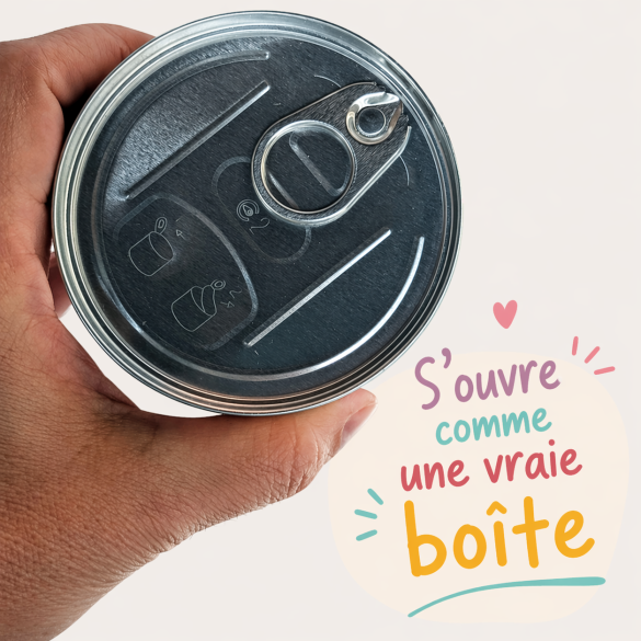 Boîte de conserve personnalisée « Mercis » garnie de berlingots traditionnels français