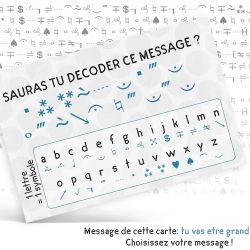 Carte personnalisable "Sauras tu décoder ce message ?"