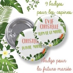 Badges EVJF rond grand format en métal - modèle tropical