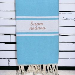 Grande fouta brodée couleur Bleue