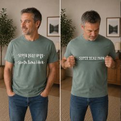 T-shirt codé Super Beau Papa – Cadeau original fête des pères