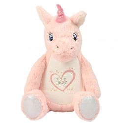 Peluche Licorne personnalisée imprimée Coeur