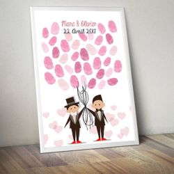 Affiche à empreintes pour mariage de 2 hommes - Mariage gay