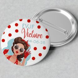 Badges EVJF rond grand format en métal - modèle Pinup