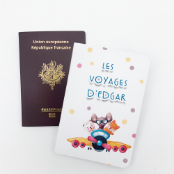 Protège passeport personnalisable Animaux avion à pois