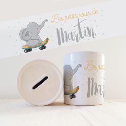 Tirelire personnalisée avec prénom modèle Eléphant