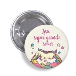 Badge licorne Super grande soeur avec prénom