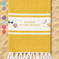 Fouta personnalisée Maîtresse en vacances | Idée cadeau fin d'année