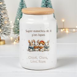 Pot à cookies Famille de lapins (1 à 7 prénoms)