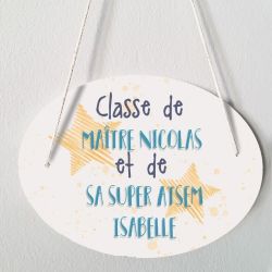 Plaque porte personnalisable - Etoiles jaunes - salle de classe