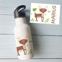 Gourde ou bouteille personnalisée pour enfant modèle cerf