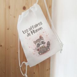 Sac de sport enfant personnalisable modèle Raton laveur p'tite indienne