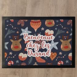 Tapis de porte personnalisé Noël - Motif Pull moche