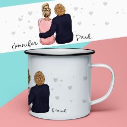 Tasse émaillée personnalisable avec votre couple !