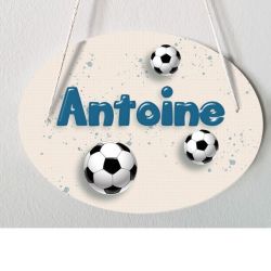 Plaque porte enfant personnalisable - Antoine - foot