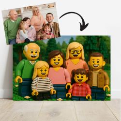 Affiche ou plaque alu personnalisée style mini-figurines style LEGO– À partir de votre photo – Déco originale famille ou couple