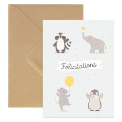 Carte double Félicitations animaux Zü