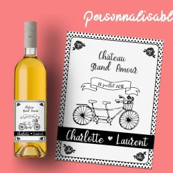 Etiquette bouteille vin ou champagne personnalisable pour annonce de mariage