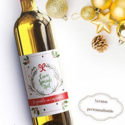 Etiquette personnalisable bouteille vin Spécial Noël|annonce grossesse