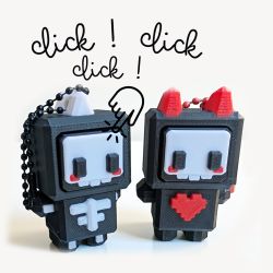 Porte-clé anti stress "Clicky Skull" – petit squelette à clic imprimé en 3D