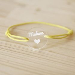 Bracelet gravé enfant personnalisable Rond avec coeur