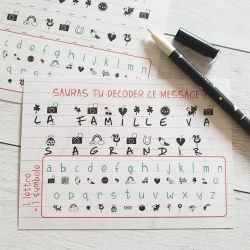 Cartes jeu "Sauras tu décoder ce message ?" - La famille va s'agrandir|annonce grossesse