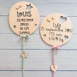 Ballon de naissance en bois personnalisé - découpé