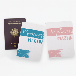 Duo de protèges passeports personnalisables | Pastel