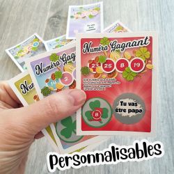 Ticket à gratter Jeu "Numéro gagnant" personnalisée avec message de votre choix|annonce grossesse