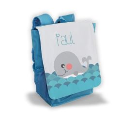 Sac à dos pour enfant personnalisé avec prénom modèle baleine