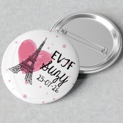 Badges EVJF rond grand format en méta - modèle Paris| tour Eiffel