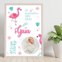 Affiche de naissance personnalisée Flamand rose