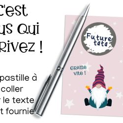 Mini carte à gratter inscriptible de Noël - rose